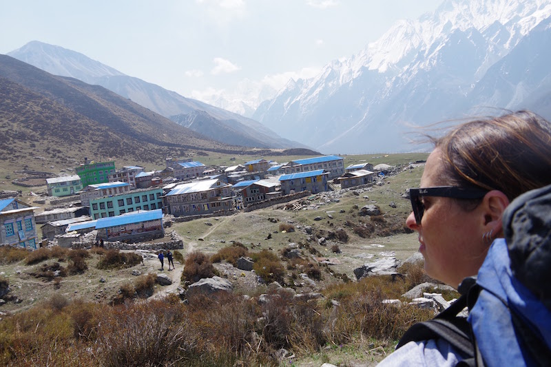 Shawneen looks out over Kyanjin Gompa, the last village on the Langtang Valley trek.